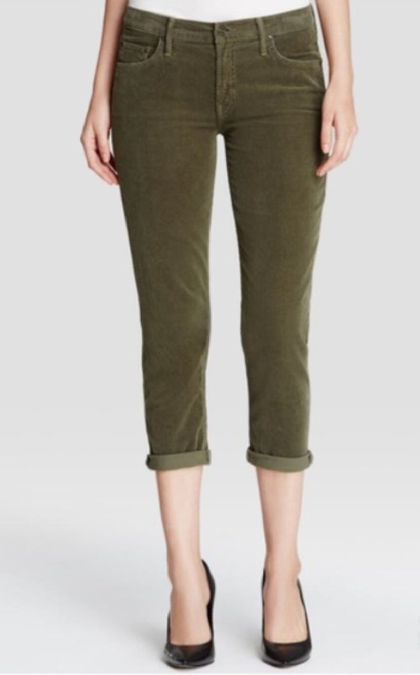 Mother The Dropout Crop Slouchy Skinny Corduroy Jeans Olive Green Womens Size 26